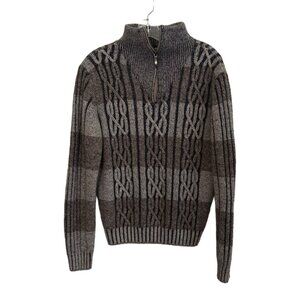Maremma Gray And Brown Italian Merino Wool & Acrylic Knit Sweater Size S